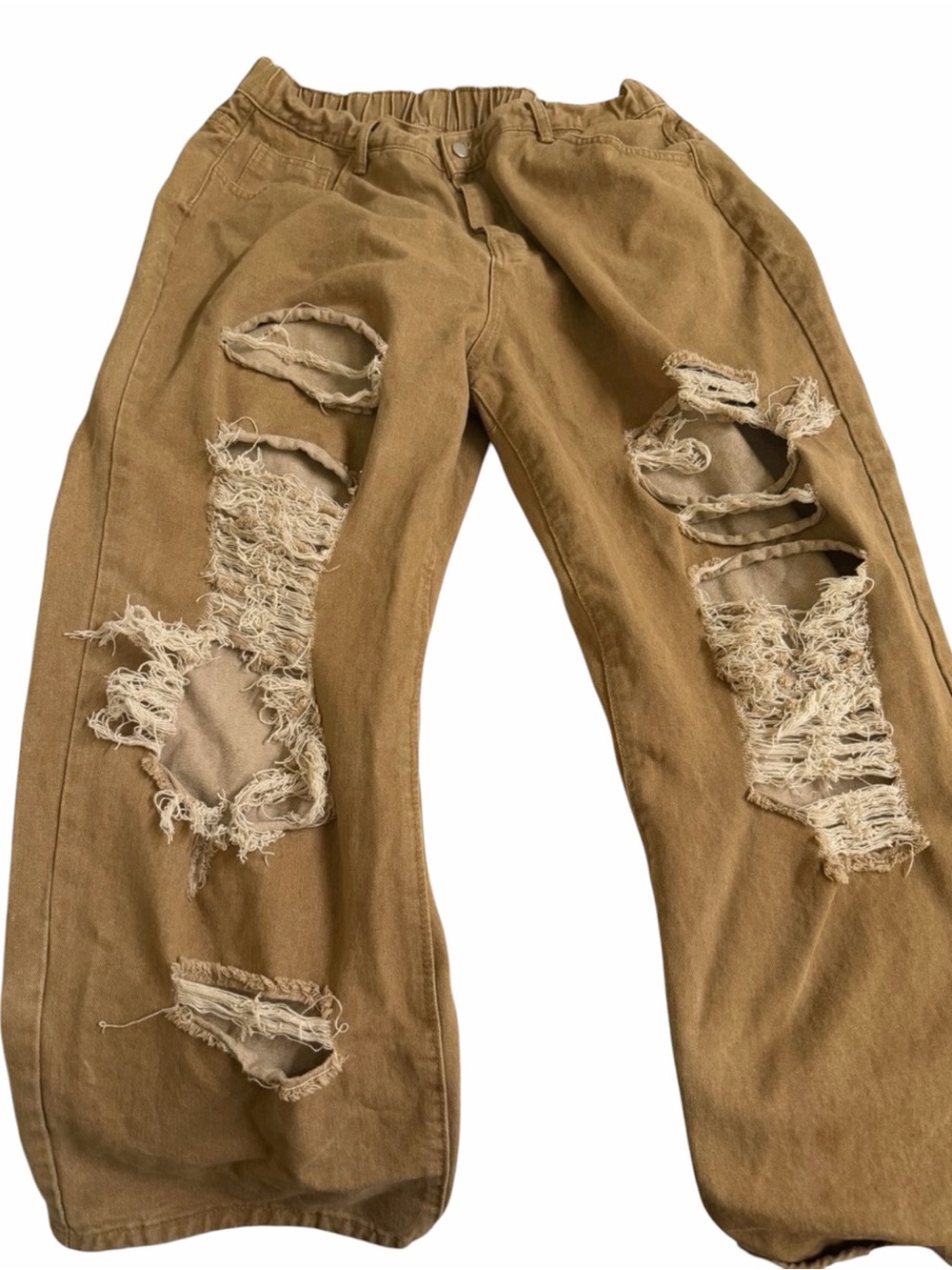 SHEIN Curve 3XL Distressed Tan Jeans